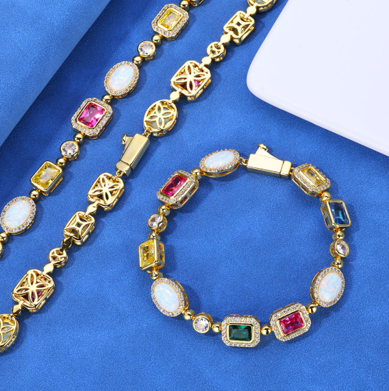 Gold-Plated Hip-Hop Gemstone Necklace by Dremlux